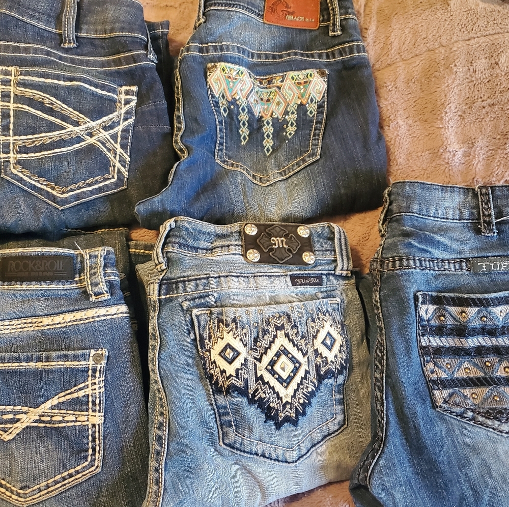 Multiple brands of jeans